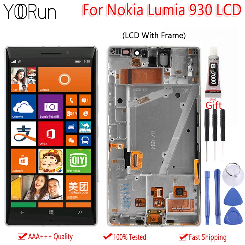 5," для оригинального Nokia Lumia 930 ЖК-дисплей AMOLED сенсорный экран дигитайзер сборка Замена с рамкой подарочные инструменты+ B-7000