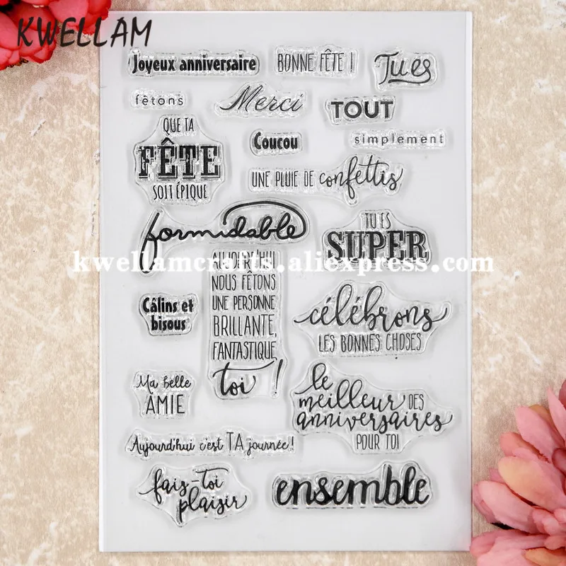 French Joyeux Anniversaire Scrapbook Diy Photo Cards Rubber Stamp Clear Stamp Transparent Stamp 11x16cm Kw Stamps Aliexpress