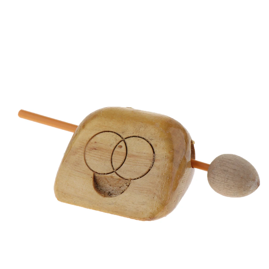 Hand Percussion Solid Wood Fish Block w/ Hammer Children Music Toy 7 x 8cm