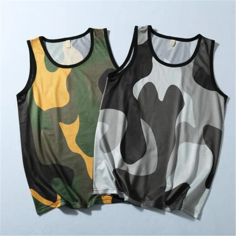 

breathable mesh men tank tops casual slim fit sleeveless camouflage tank top mens tee top vest musculation shirt gym clothing