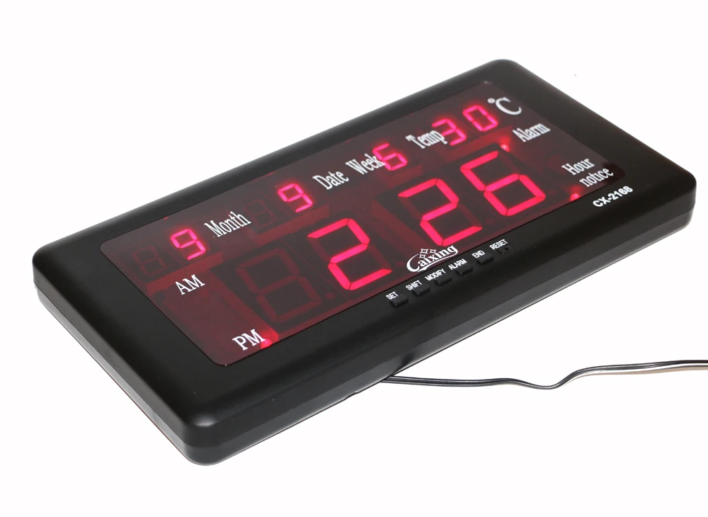 Электронный светодиодный цифровой будильник часы, настенные часы большой дисплей Температура Календарь Дата Неделя выкидывание подставка для настольного размещения