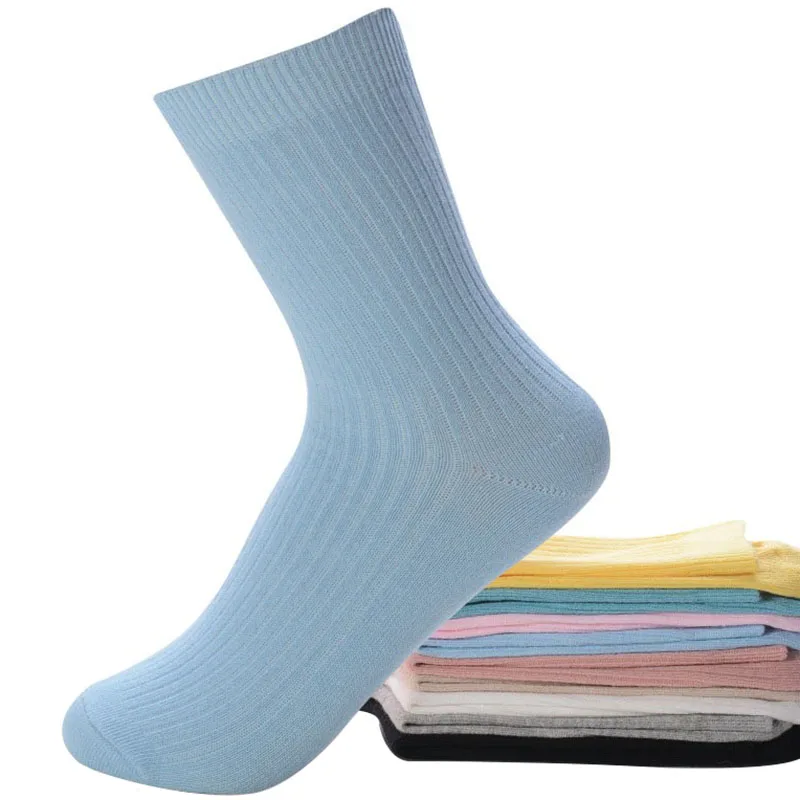 6 пар Женские носки Высокое качество чесаный хлопковые носки осень-зима удобные мягкие яркие однотонные Цвет милые девушки женские носки Meias