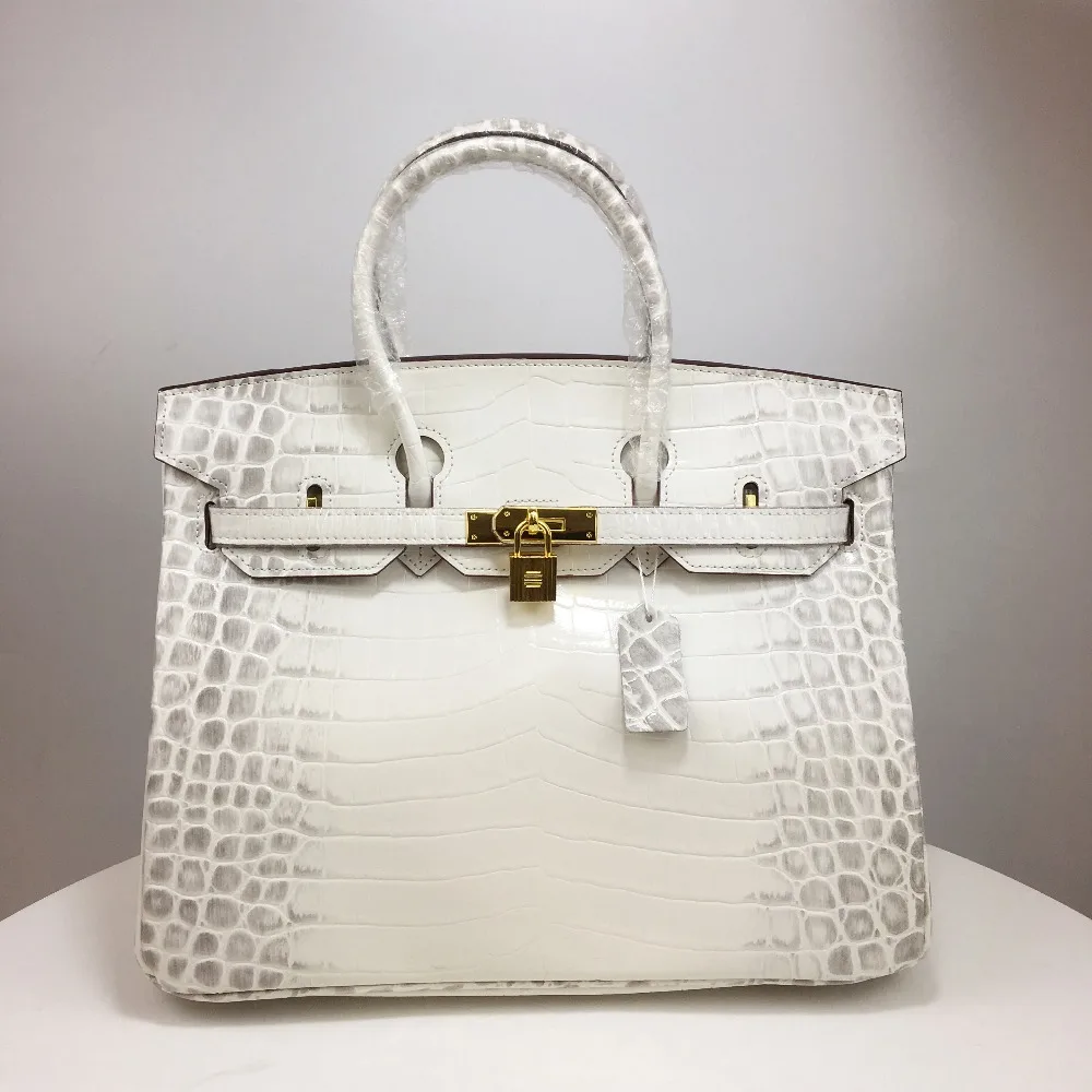 Kafunila women luxury genuine leather platinum lock handbags vintage crocodile cow leather crossbody shoulder bag totes bolsa