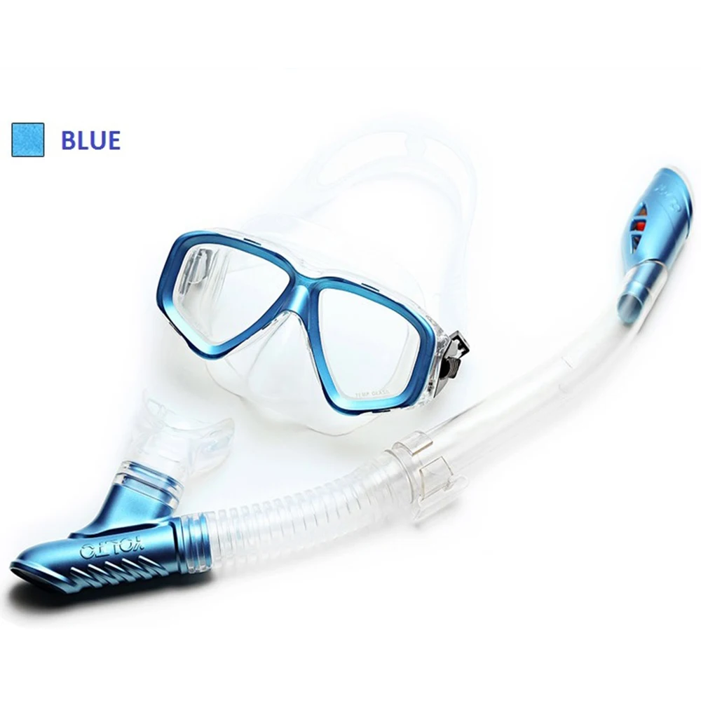Various Colors Diving Mask and Snorkel Set Metal Pattern Goggles Breathing Tube for Deep Diving