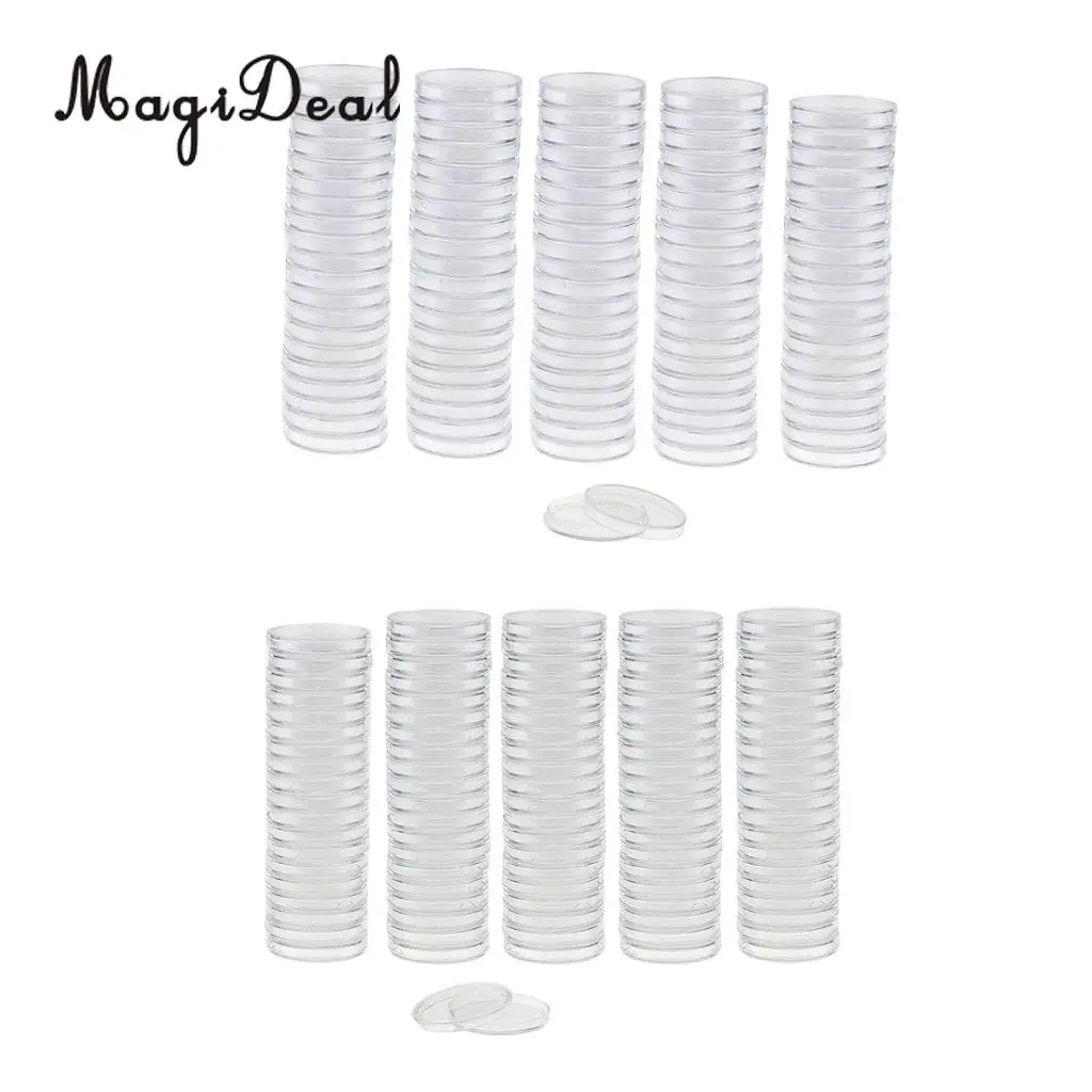 MagiDeal 200x Coins Display Case Clear Transparent Capsules Round Box 30mm/37mm for Collectors
