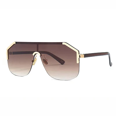 HBK Для женщин солнечные очки с полуободковой солнцезащитные очки с квадратными линзами с Новинка; модный стиль градиент объединительная линза солнечные очки Для мужчин Для женщин UV400 Oculos De Sol masculino - Цвет линз: C5 Gold.Gradient tea