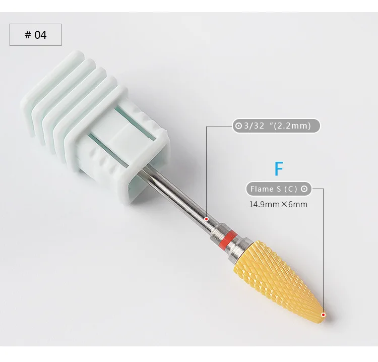 1 шт. керамический сверло для ногтей, желтая Шлифовальная головка, Электрический Фрезер для ногтей, для маникюра, педикюра, аксессуары для ногтей, инструменты - Цвет: 04