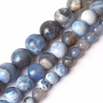 

6,8,10mm Round Bead Blue Craceked Fire Agates Stone Beads For DIY Necklace Bracelets Jewelry Making 15" Free Shipping