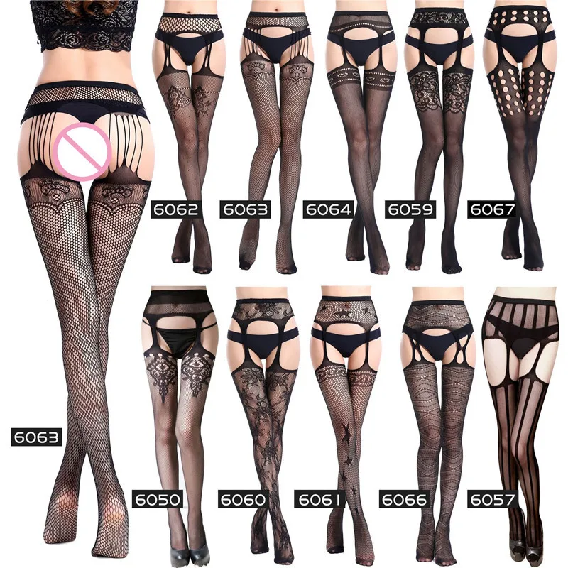 2018 сексуальные тонкие эластичные колготки LingerieHigh Чулки с открытой промежностью