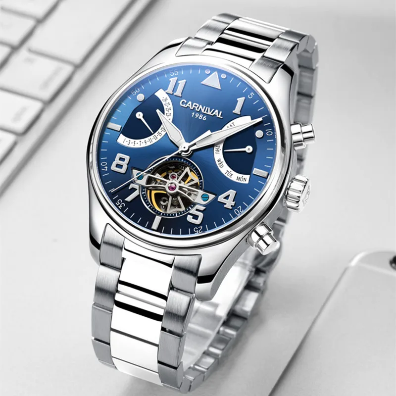 Швейцарский бренд carnival tourbillon автоматические механические часы Стальные
