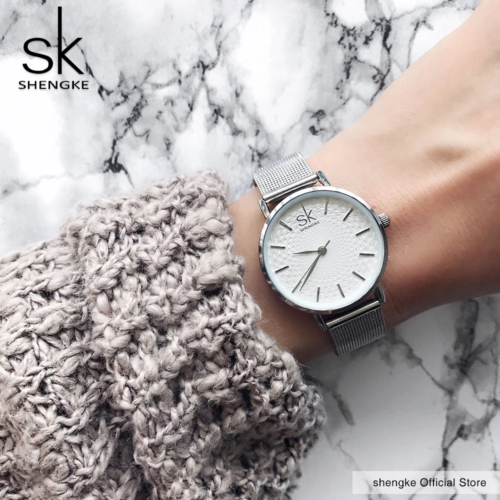 SK Super Slim Щепка сетки часы из нержавеющей стали для женщин лучший бренд класса люкс повседневное дамы женские наручные часы Relogio Feminino