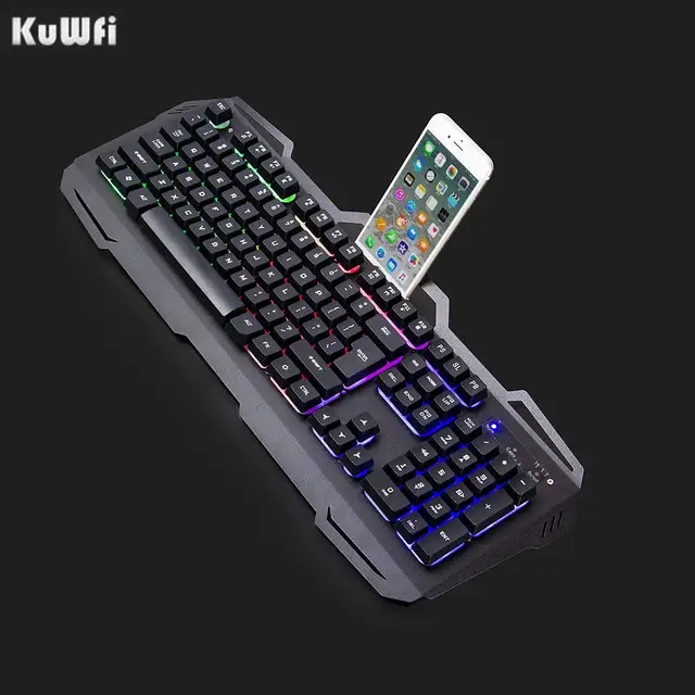 Best Offers 104 Keys English Wired USB Gamer Keyboards Metal Panel Colorful Breathing Waterproof Computer Gaming Keyboard For Tablet Desktop