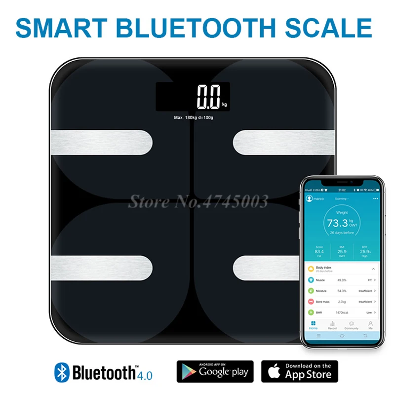 Электронные умные весы MI с 18 индексами тела для ванной комнаты поддержкой Bluetooth