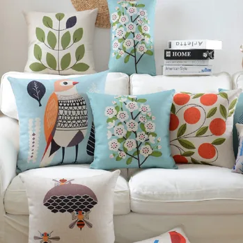 

Free Shipping!!Cartoon flower bird animal fruits forest throw pillow/almofadas case teen kid children,cushion cover home decore