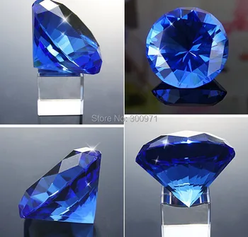 

Free shipping+ big 100mm dark blue color crystal diamond paperweight gift for valentine's Day,souvenir day, wedding decoration