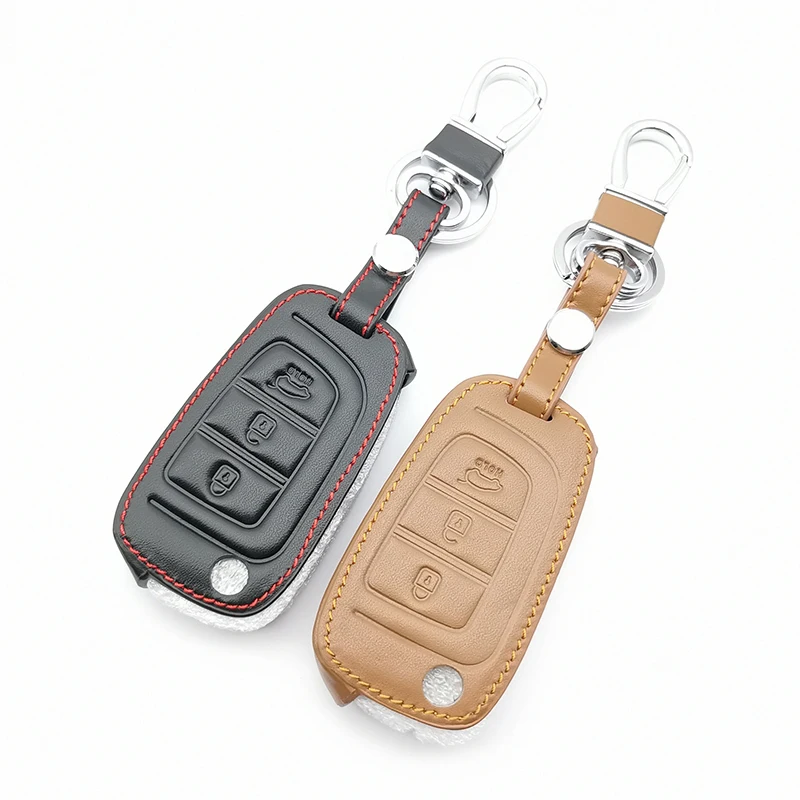 Для Solaris hyundai i40 i30 i35 Elan Tucson 2 Kona Складная кнопка дистанционного управления 3 защита кожаный чехол для ключа автомобиля