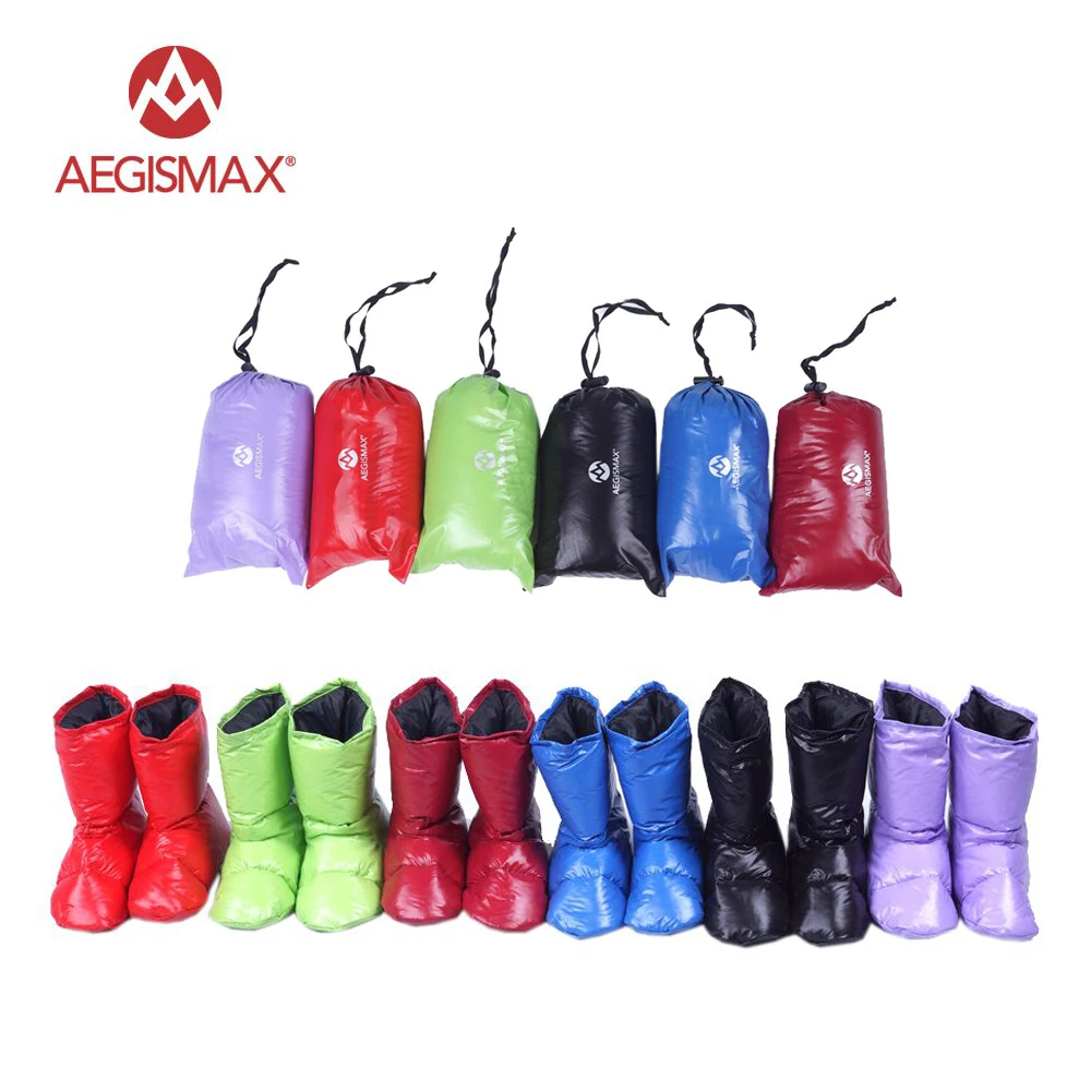

AEGISMAX Down Booties Sleeping Bag Accessories Duck Down Slippers Ultralight Camping Out Soft Sock Unisex Indoor Warm Journey