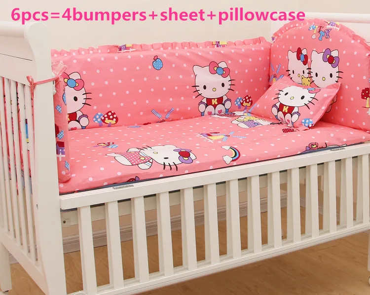 ! 6 قطع الكرتون سرير الطفل الفراش مجموعة الطفل الفراش الحضانة سرير الوفير ، وتشمل :( مصدات + ورقة + المخدة)