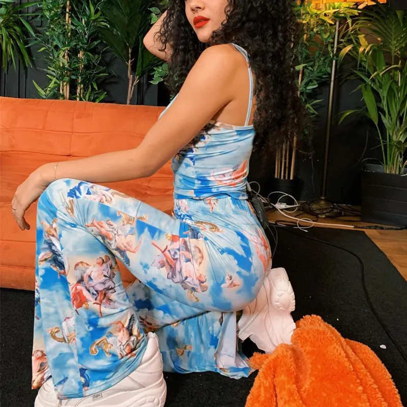 

Pants Harajuku Pants Chinese Street Pants Jogging Angel Print Flare Pants Fashion Pantalones Clothes 2019 New Fashion