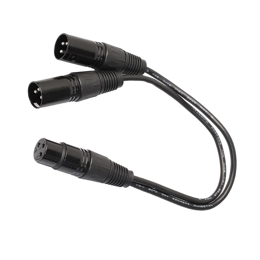 

3 Pins XLR Female Jack To Dual 2 Male Plug Y Splitter Cable Adaptor Cord For Microphone @JH