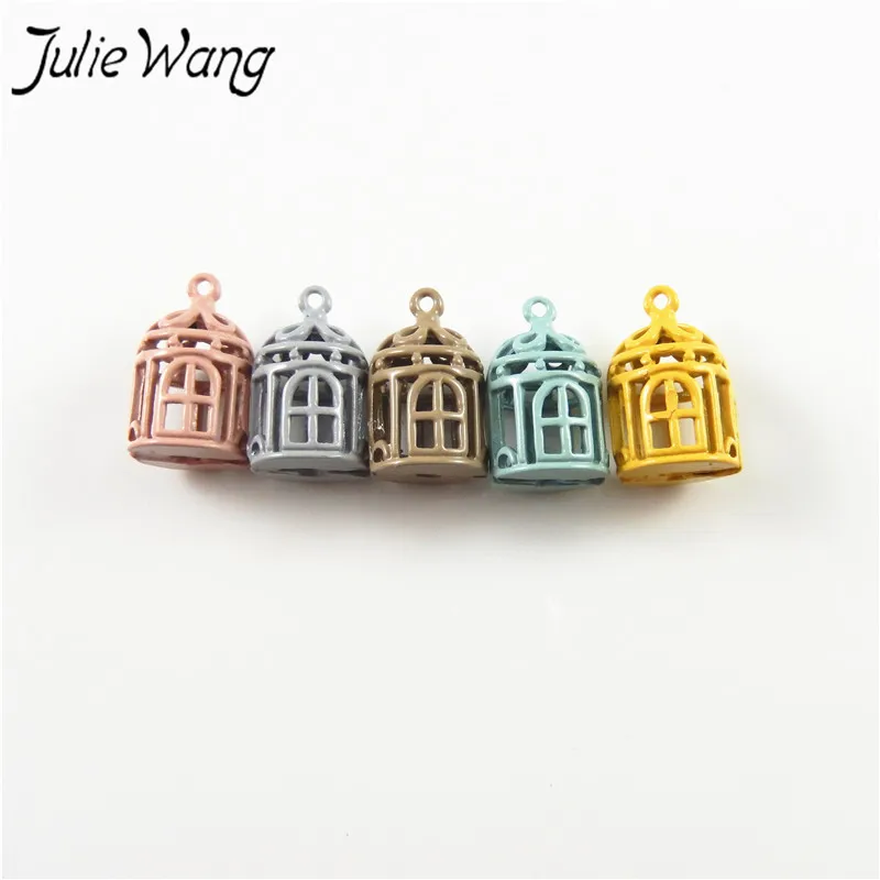 Julie Wang 5 шт. красочные круглые подвески в форме птичьей клетки из цинкового сплава
