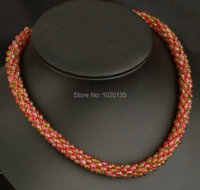 

Watermelon crystal round 4mm handmade necklace 18inch wholesale beads nature gift discount FPPJ
