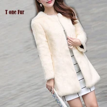 Whole Skin Real Rabbit Fur Coat Women New Fashion Full Pelt Rabbit Fur Nature Fur Jacket KFP763