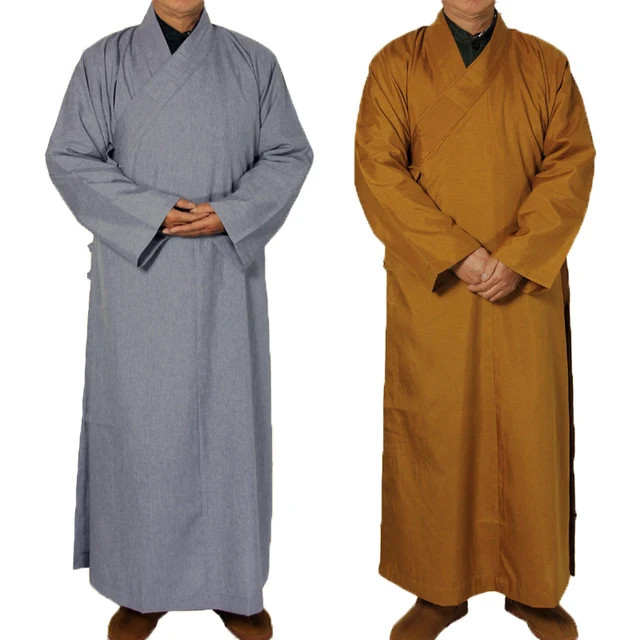 2 colors Shaolin Temple costume Zen Buddhist Robe Lay Monk Meditation Gown Buddhism Monk clothes