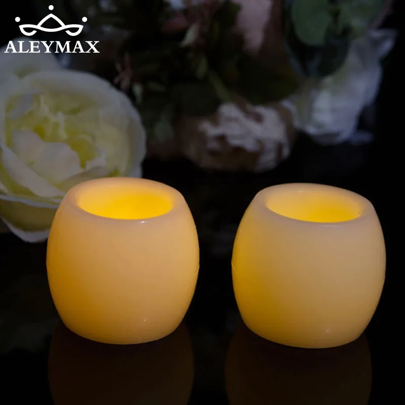 

2pcs Round Ball real wax Flameless LED Candle Lamp Night light Mini Electronic Candle Light For Home/Wedding/Party Decoration