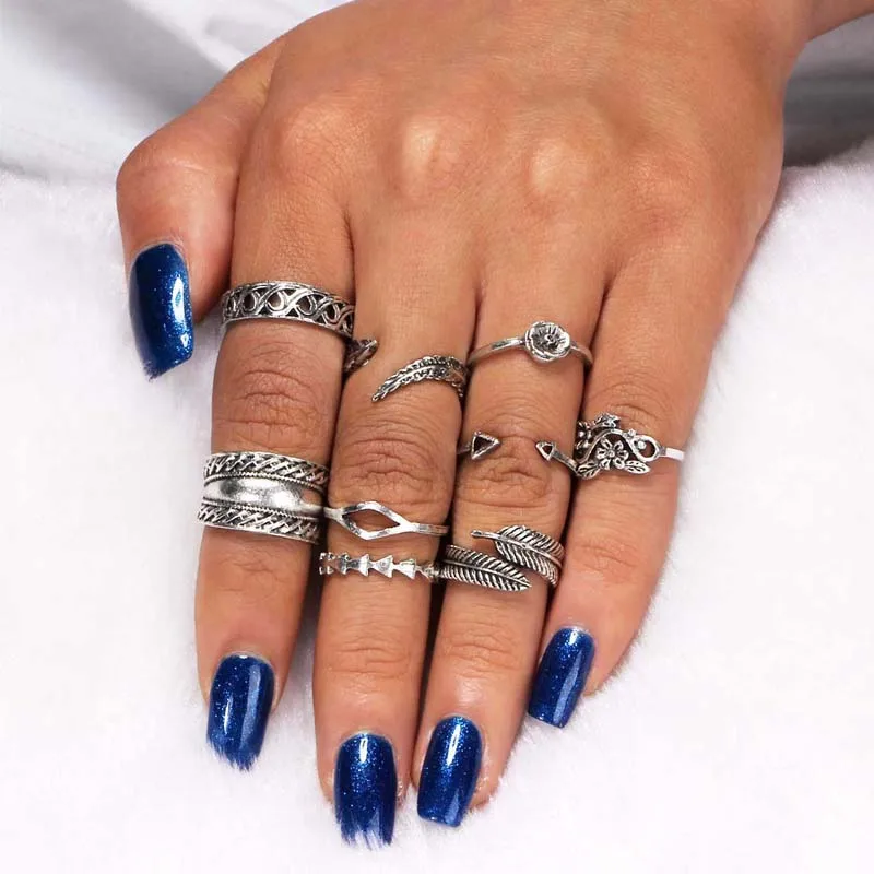 

Punk Rock Gold Silver Stack Plain Band Midi Mid Finger Knuckle Rings Set for Women Mid Finger Ring anillos mujer Fashion 2019