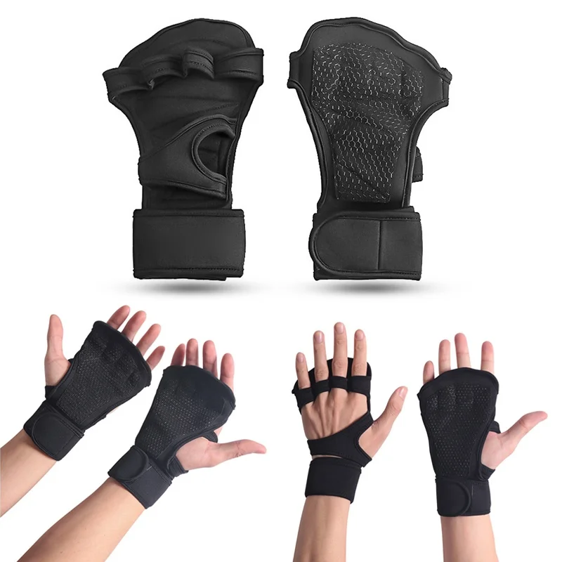 1 Pair Gym Gloves Weightlifting Training Half Finger Gloves Fitness Sports Body Building Gymnastics Grips Hand Palm Protector