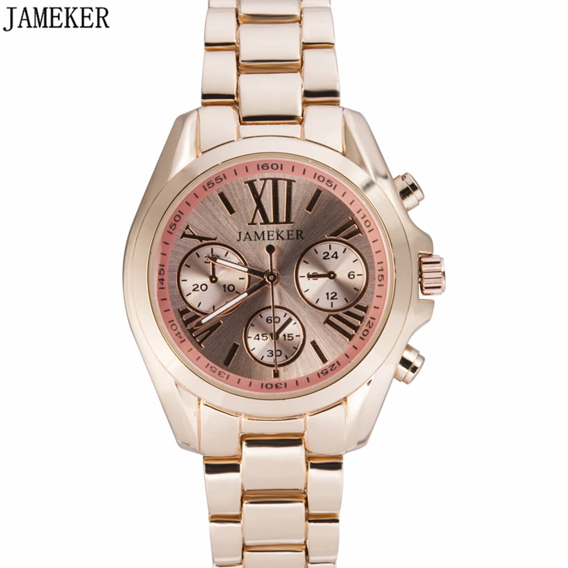 

JAMEKER Women Rose Gold Watch Ladies Stainless Steel Quartz Wrist Watch Women Clock Dress Watches Relojes Mujer Dropshiping J101