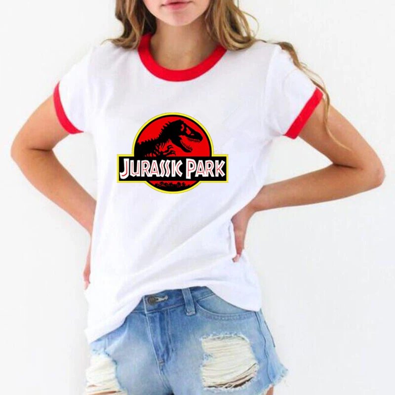 حار بيع الجوراسي بارك 3D طباعة T قميص المرأة مضحك المتناثرة الإناث تي شيرت محب بارد التي شيرت الأبيض قصيرة الأكمام قمم المحملات