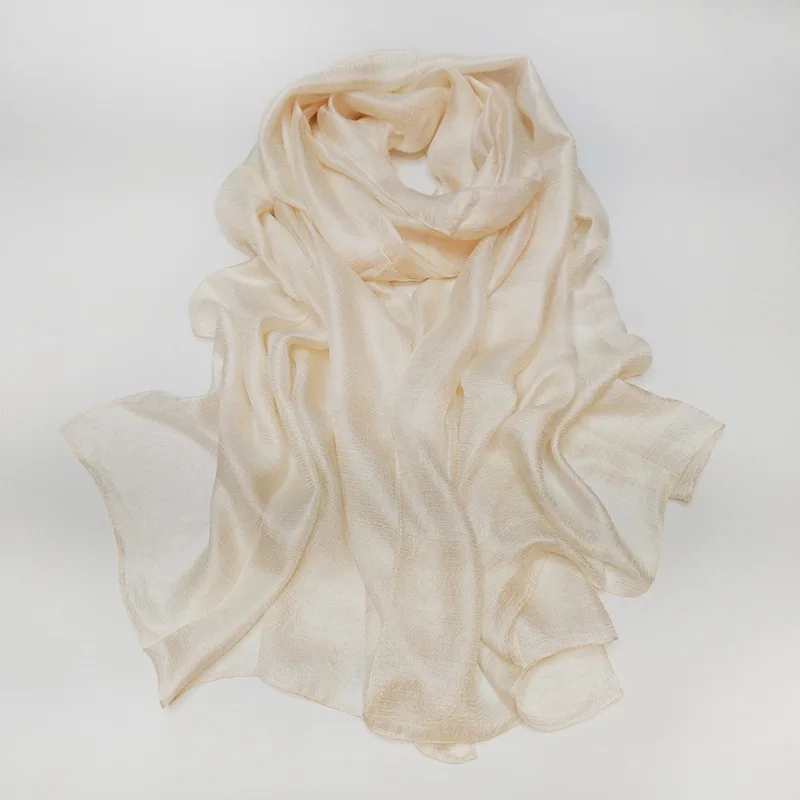 Летний Шелковый шарф для женщин, льняные шали, пляжный хиджаб, мусульманские шарфы/шарф - Цвет: beige