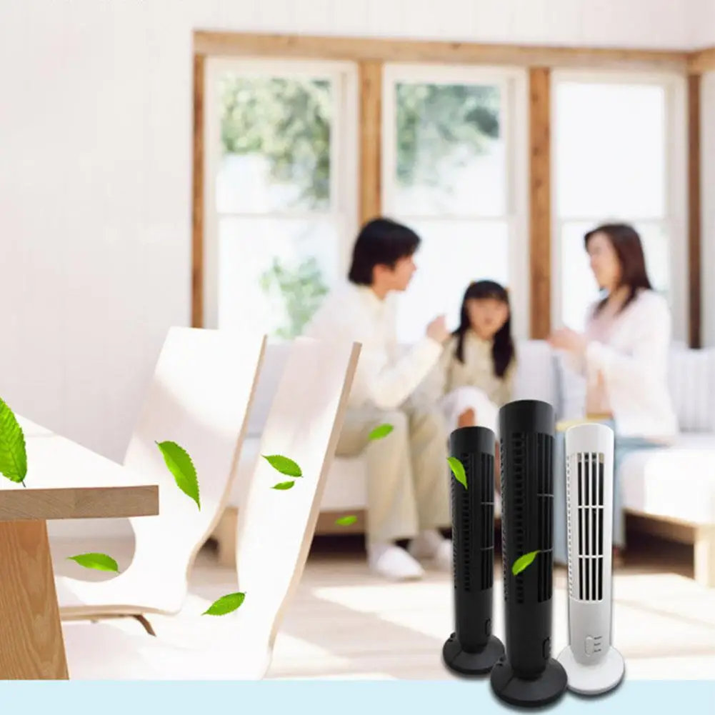 Adoolla USB Vertical Bladeless Fan Mini Air Conditioner Fan Desk Cooling Fan Home Office Table Tower Fan