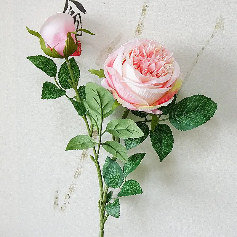 Highly recommend 2Heads Artificial rose branch Simulation peony flowers flores for autumn home hotel wedding decoration rose