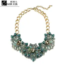 OSHUER новое Трендовое ожерелье ручной работы сейчас эффектное женское металлический цветок с кристаллом золотого цвета брендовые ювелирные изделия