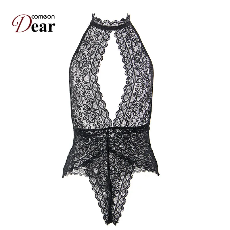 Comeondear Ropa Interior Femenina Sexy Erotica Lace Open Cup Halter Bodysuit Lingerie Body Dentelle Sexy Teddy Lingerie RK80737