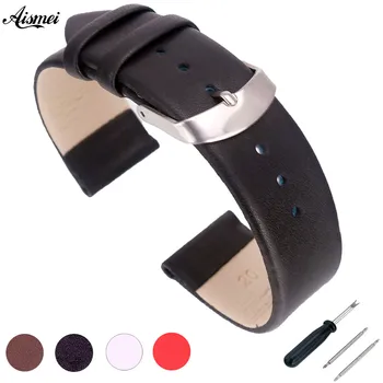 

2018 Watch Accessories Pin buckle Watch Bracelet Belt Soft Genuine Leather Watch Band Watch Strap 12 14 16 18 20 22mm Watchbands