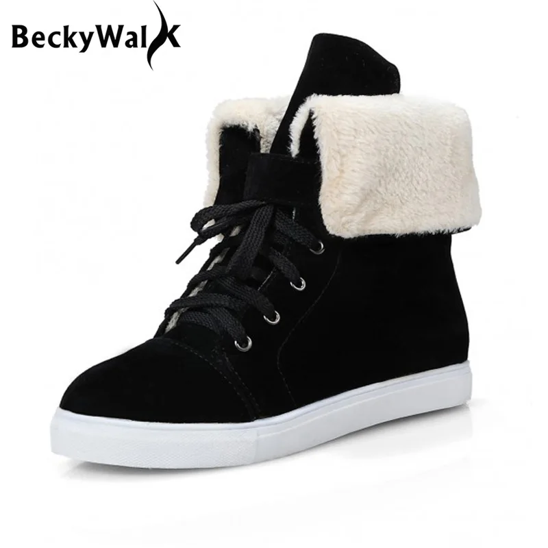 winter warm lace up snow boots