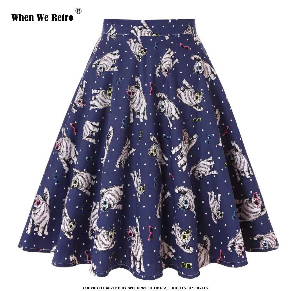 

When We Retro Skirts Womens 2019 Sexy Floral Print Short Skirt High Waist Steampunk Large Swing Vintage Skirt Plus Size VD0020