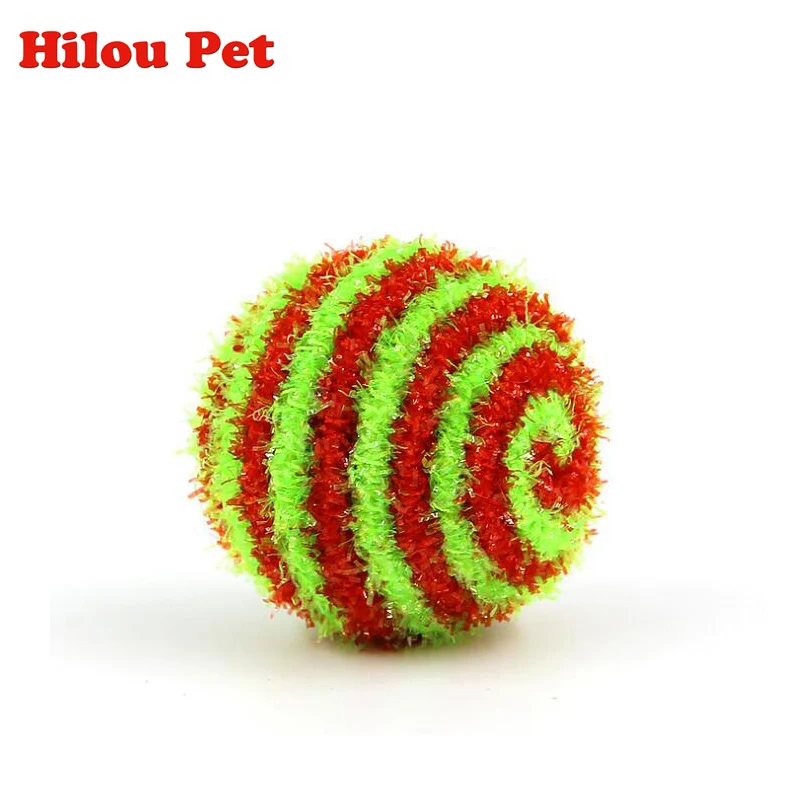 4pcs Ball Pet Dog Cat Kitten Bright Wire Squeak Ball Toy Striped Pet Ball Toys Cat Hamster Ball