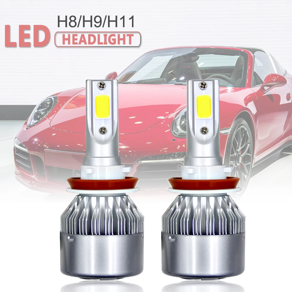2 Pcs H11 H9 H8 Csp Led Auto Koplamp Koplamp Dimlicht Mistlamp 80W