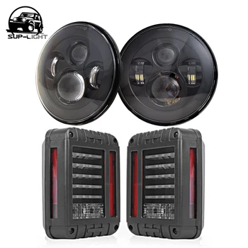 

2X H4 7 inch LED Headlight & LED Tail Light Kit Assembly For US Jeep Wrangler LED Headlights with LED TailLight Conversion