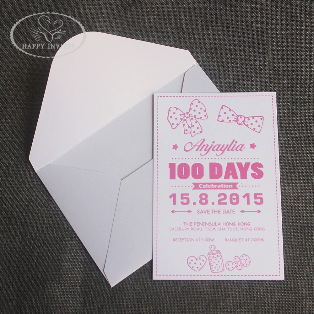 Free Shipping HI1168 Custom Invitation for Baby's one Handred-Day Banquet Celebration Baby 100 Days | Дом и сад