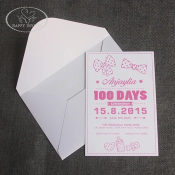 

Free Shipping HI1168 Custom Invitation for Baby's one Handred-Day Banquet Celebration Baby 100 Days Banquet Celebration