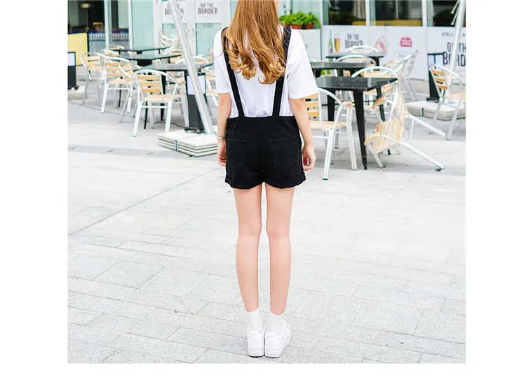 2018 summer large size women's black thin strap shorts fat mm cuff loose Korean plate stretch denim shorts (8)