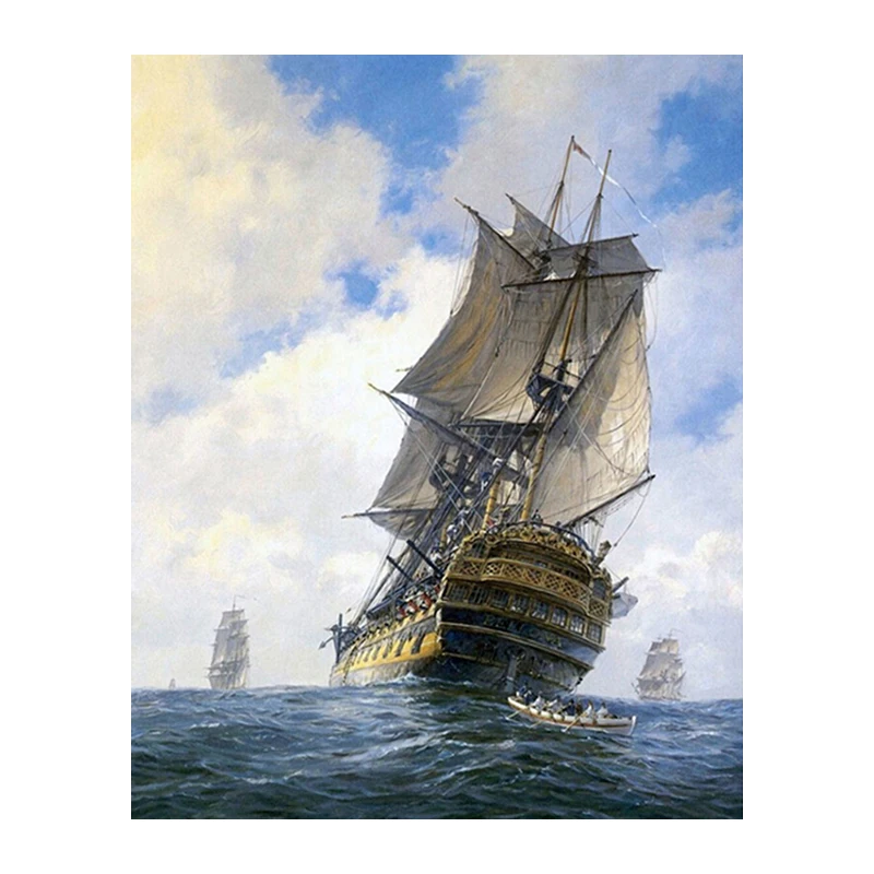Full SquareRound Drill 5D DIY Diamond Painting Boat in the sea 3D  Embroidery Cross Stitch Mosaic Home Decor