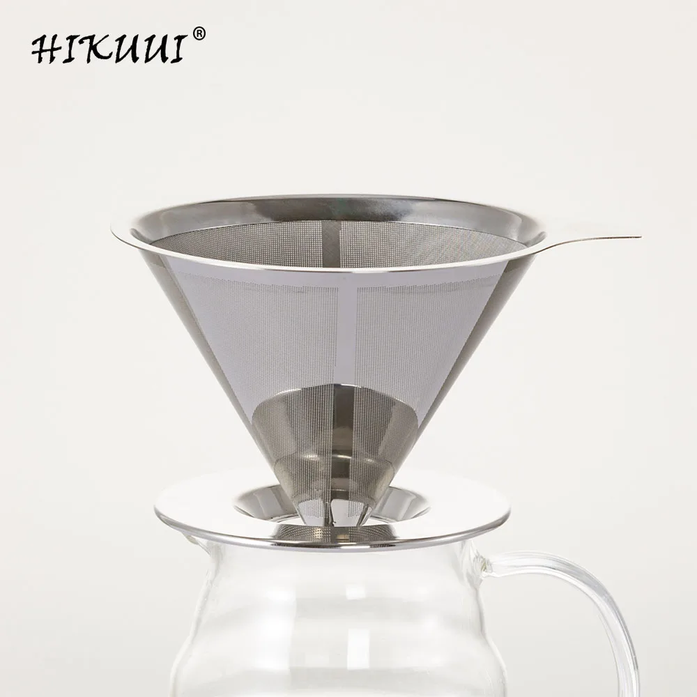 

HIKUUI Stainless Steel Coffee Filter Dripper Reusable Base Double Mesh Base Coffee Leach Drip Tools Coffee Accessories