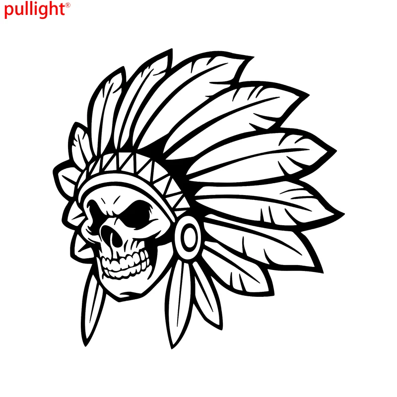 Native Indian Skull Face Skeleton Headdress Car Truck Window Vinyl